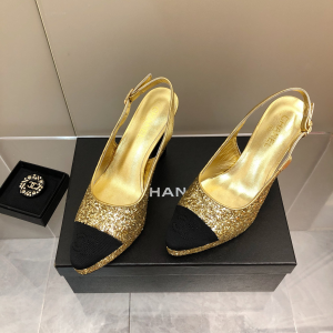Replica Womens Shoes Chanel Sequin Slingback Pump in Gold 35 To 41 A151PP480 AA178618