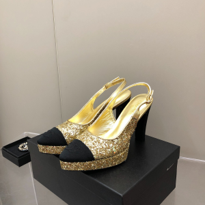 Replica Womens Shoes Chanel Sequin Slingback Pump in Gold 35 To 41 A151PP480 AA178618