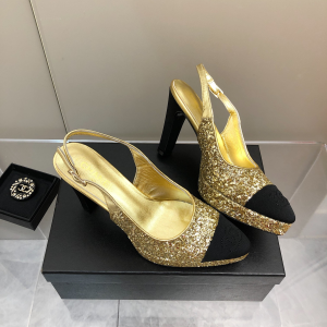 Replica Womens Shoes Chanel Sequin Slingback Pump in Gold 35 To 41 A151PP480 AA178618