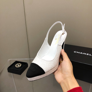 Chanel Wool Slingback Pump White 