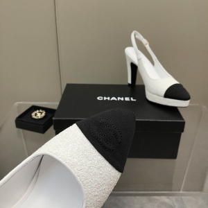 Replica Womens Shoes Chanel Wool Slingback Pump in White 35 To 41 A151PP480 AA178622