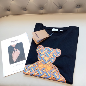 Replica Womens Clothing Burberry Bear Black Cotton T Shirt XS To L A218PP180 AA178975