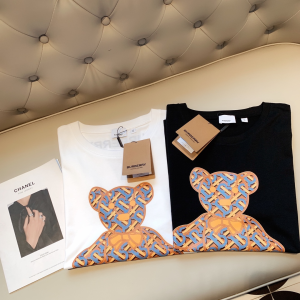 Replica Womens Clothing Burberry Bear Black Cotton T Shirt XS To L A218PP180 AA178975