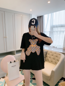 Replica Womens Clothing Burberry Bear Black Cotton T Shirt XS To L A218PP180 AA178975