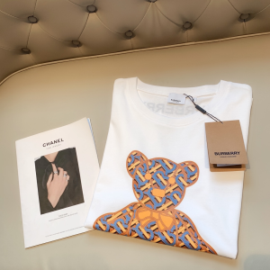 Replica Womens Clothing Burberry Bear White Cotton T Shirt XS To L A218PP180 AA178974