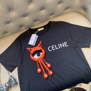 Replica Womens Clothing Celine Black Cotton T Shirt XS To L A218PP180 AA178994