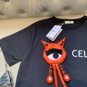 Replica Womens Clothing Celine Black Cotton T Shirt XS To L A218PP180 AA178994