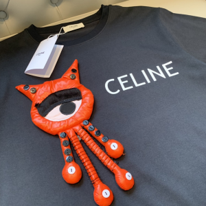 Replica Womens Clothing Celine Black Cotton T Shirt XS To L A218PP180 AA178994