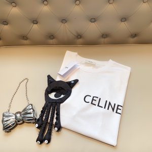 Replica Womens Clothing Celine White Cotton T Shirt XS To L A218PP180 AA178993