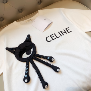 Replica Womens Clothing Celine White Cotton T Shirt XS To L A218PP180 AA178993