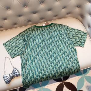 Replica Womens Clothing Dior Oblique Green Cotton T Shirt XS To L A218PP180 AA178992