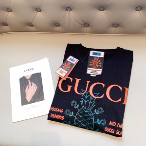 Replica Womens Clothing Gucci Logo Black Cotton T Shirt XS To L A218PP180 AA178971
