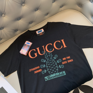 Replica Womens Clothing Gucci Logo Black Cotton T Shirt XS To L A218PP180 AA178971