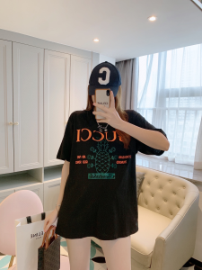 Replica Womens Clothing Gucci Logo Black Cotton T Shirt XS To L A218PP180 AA178971