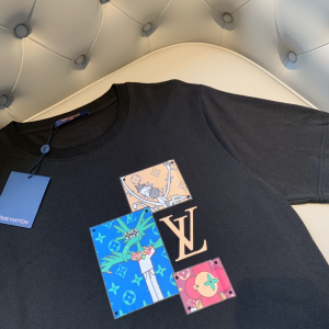 Replica Womens Clothing Louis Vuitton Black Cotton T Shirt XS To L A218PP180 AA178964