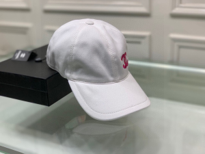 Replica Womens Hats Chanel CC Logo Baseball Cotton Cap Hat in White A144PP75 AA178842
