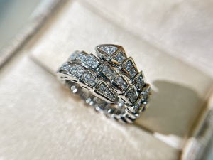 Bvlgari Bulgari VIP Serpenti Viper Diamonds Ring Silver 