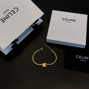 Replica Womens Jewelry Celine Triomphe Articulated Bracelet in Gold A39PP120 AA178706