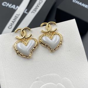 Chanel Gold CC Heart Earrings 