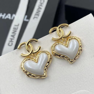 Replica Womens Jewelry Chanel Gold CC Heart Earrings A152PP110 AA178930