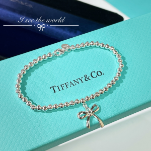 Replica Womens Jewelry Tiffany VIP Bow Bead Bracelet Silver A62PP180 AA178769