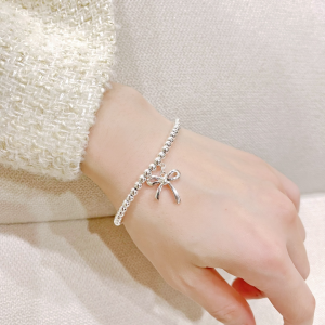 Replica Womens Jewelry Tiffany VIP Bow Bead Bracelet Silver A62PP180 AA178769