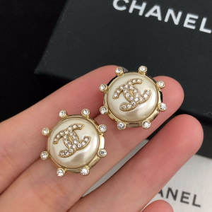 Chanel Crystals CC Round Earrings 