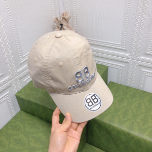 Balenciaga BB Beige Canvas Baseball Hat 