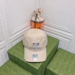 Replica Womens Hats Balenciaga BB Beige Canvas Baseball Hat A190PP95 AA179523