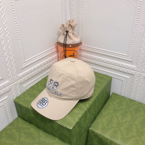 Replica Womens Hats Balenciaga BB Beige Canvas Baseball Hat A190PP95 AA179523