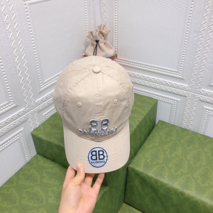 Replica Womens Hats Balenciaga BB Beige Canvas Baseball Hat A190PP95 AA179523