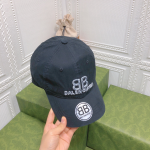 Balenciaga BB Black Canvas Baseball Hat 