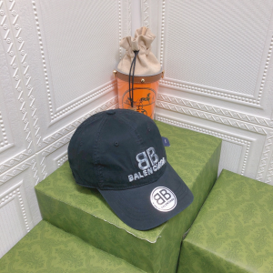 Replica Womens Hats Balenciaga BB Black Canvas Baseball Hat A190PP95 AA179522