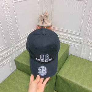 Replica Womens Hats Balenciaga BB Black Canvas Baseball Hat A190PP95 AA179522