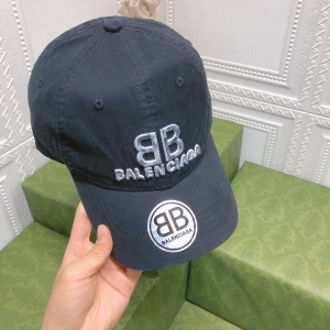 Replica Womens Hats Balenciaga BB Black Canvas Baseball Hat A190PP95 AA179522