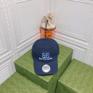 Replica Womens Hats Balenciaga BB Blue Canvas Baseball Hat A190PP95 AA179525