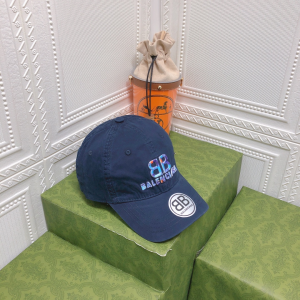 Replica Womens Hats Balenciaga BB Blue Canvas Baseball Hat A190PP95 AA179525
