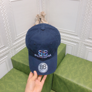 Replica Womens Hats Balenciaga BB Blue Canvas Baseball Hat A190PP95 AA179525