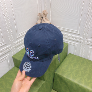 Replica Womens Hats Balenciaga BB Blue Canvas Baseball Hat A190PP95 AA179525