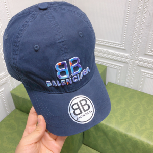 Replica Womens Hats Balenciaga BB Blue Canvas Baseball Hat A190PP95 AA179525