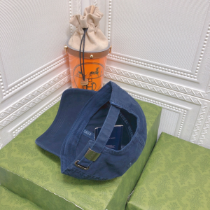 Replica Womens Hats Balenciaga BB Blue Canvas Baseball Hat A190PP95 AA179525