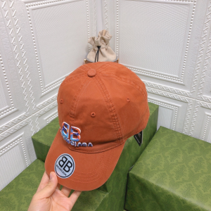 Balenciaga BB Orange Canvas Baseball Hat 