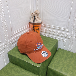 Replica Womens Hats Balenciaga BB Orange Canvas Baseball Hat A190PP95 AA179524