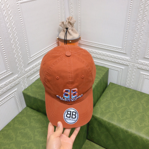Replica Womens Hats Balenciaga BB Orange Canvas Baseball Hat A190PP95 AA179524