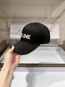 Celine Black Canvas Baseball Hat 
