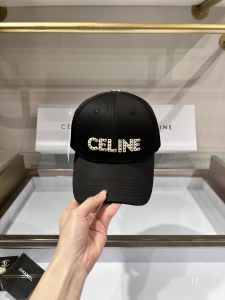Replica Womens Hats Celine Black Canvas Baseball Hat A190PP80 AA179531