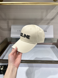 Celine Off White Canvas Baseball Hat 
