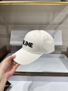 Celine White Canvas Baseball Hat 