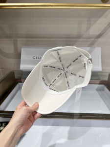 Replica Womens Hats Celine White Canvas Baseball Hat A190PP80 AA179532