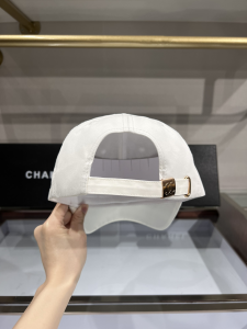 Replica Womens Hats Chanel White Canvas Baseball Hat A190PP90 AA179515